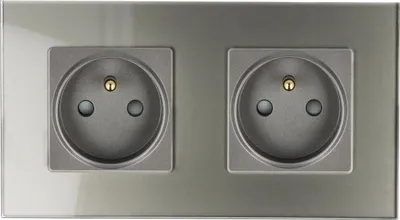 Produktbild von Einzelsteckdose im Doppelrahmen, grau 2F__