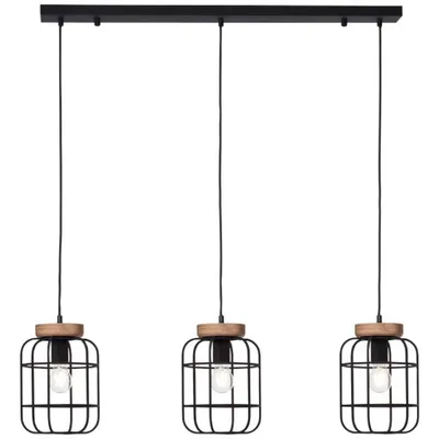 Produktbild von Brilliant Gwen Pendelleuchte 3flg antik holz/schwarz korund