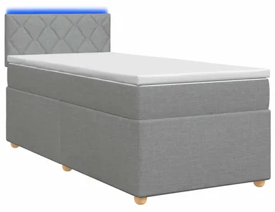 Immagine prodotto di Letto con rete a molle e materasso, colore grigio chiaro, 90 x 190 cm, rivestito in tessuto