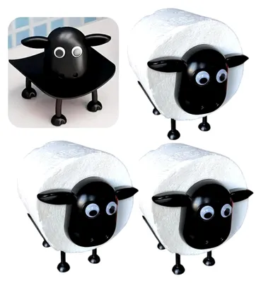 Produktbild von Toilettenpapierhalter im Schaf-Design – 3 Stück – Lustige WC-Papieraufbewahrung – Geschenkidee für Tierliebhaber und Gäste-WC
