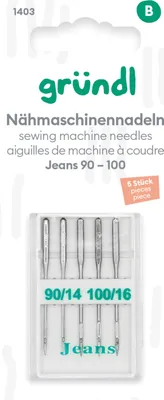 Produktbild von Nähmaschinennadeln Jeans, No. 90 - 100, 5 Stück