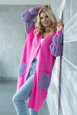 Obrázok produktu pre PeeKaBoo Dámsky dlhý sveter s gombíkom a naberanými rukávy Kerepes ružová univerzálna