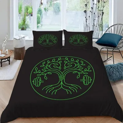 Zdjęcie produktu dla Komplet pościeli 220x240 cm, nadruk 3D "Drzewo Życia", mikrofibra, zawiera 2 poszewki na poduszki 80x80 cm