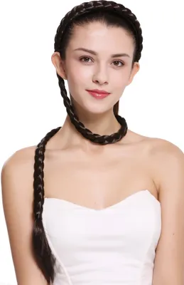 Produktbild von WIG ME UP Haarreif mit Zopf sehr lang geflochten Braun N1038-6