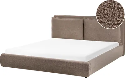 Produktbild von BELIANI Wasserbett Braun Bouclé Stoff Gepolstert 180 x 200 cm Hohes Kopfteil Modern Doppelbett Schlafzimmer