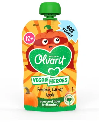 Produktbild von Olvarit Veggie Heroes Kürbis & Karotte Babybrei 100g, 12 Monate+, ohne Zucker