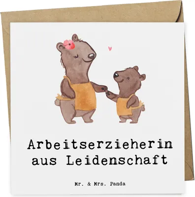 Produktbild von Mr. & Mrs. Panda Grußkarte Arbeitserzieherin Leidenschaft - Weiß - Geschenk, Ausbildung, Glückwunschkarte, Spruch, Lustig, Beruf, Studium, anlasskarte, doppelkarte