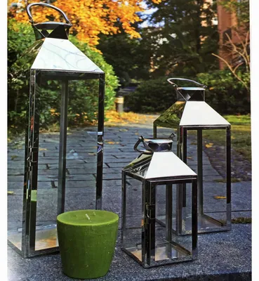 Produktbild von 3er XXL Luxus Laternen Set Edelstahl Windlicht 24/40/53cm