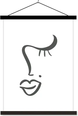 Produktbild von MuchoWow® Textilposter Frau - Gesicht - Abstrakt 60x80 cm mit schwarzem Rahmen - Plakathalter