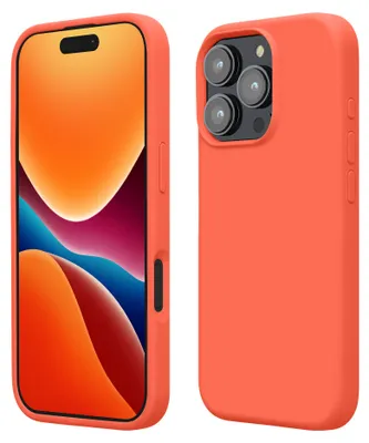 Produktbild von kwmobile Handyhülle für iPhone 16 Pro Hülle, für iPhone 16 Pro Case - Hülle Silikon - kabelloses Laden - Leuchtende Koralle