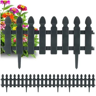 Image de Vilde | Lot de 4 Bordures de Jardin 195 cm - Gris - Clôture de Pelouse et Parterre - Résistant aux Intempéries - Flexible