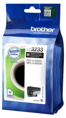 Produktbild von Brother LC3233BK, Standardertrag, Schwarz, Tinte auf Pigmentbasis, 1 Stück(e), 3000 Seiten, Einzelpackung