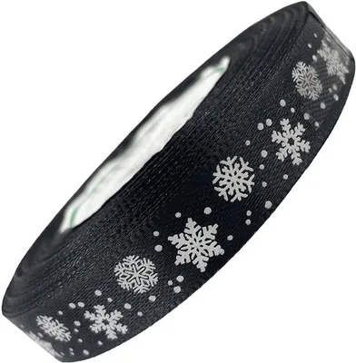 Immagine prodotto di Nastro di raso nero con fiocchi di neve 12 mm x 23 m
