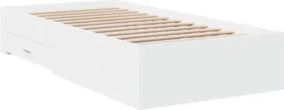 Zdjęcie produktu dla Łóżko 90x200 Białe Rama Łóżka ze Stelażem Jednoosobowe do Sypialni