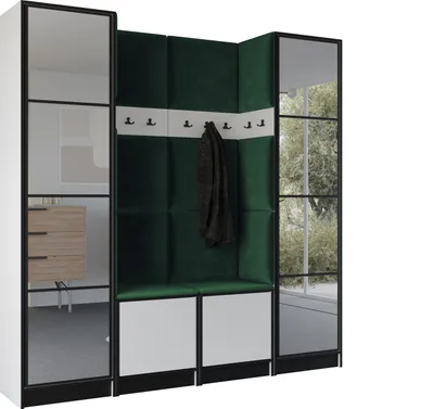 Produktbild von KIER FURNITURE Kleiderschrank EDEN, Schlafzimmer Schrank, Garderobeschrank, Flurschrank Weiß & Grün 212,8x205x39 cm