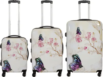 Produktbild von Monopol Kofferset Butterfly II 3-teilig weiss 36911 Koffer mit 4 Rollen