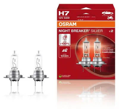 Zdjęcie produktu dla Żarówki samochodowe Osram Night Breaker Silver H7 12 V 55 W, 2 sztuki
