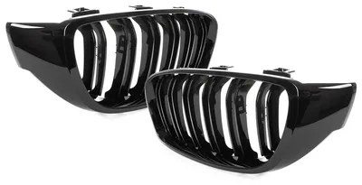 Produktbild von BMW 4 F32 / F33 / F36 13-18 Nierengitter zwischen den Scheinwerfern links + rechts, schwarz glänzend, Doppelstrebe