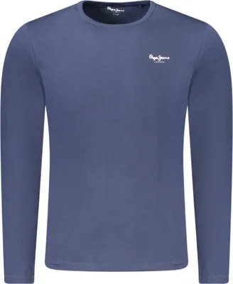 Zdjęcie produktu dla Koszulka męska z długim rękawem Sustainable - niebieska, slim fit, okrągły dekolt, nadruk, rozmiar: L Kolor: Blu