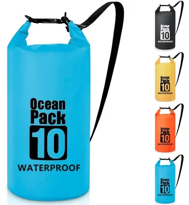 Produktbild von Wasserdichter Dry Bag Trockensack Rucksack - 10 l - Türkis - Verstellbarer Schultergurt - Für Kajak, Angeln und Camping