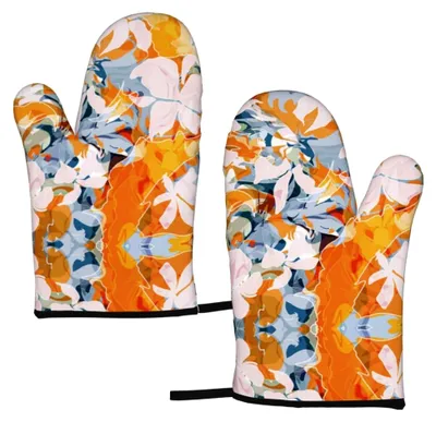 Produktbild von Blumen Ofenhandschuhe - Hitzebeständige Kochhandschuhe für die Küche und Grill