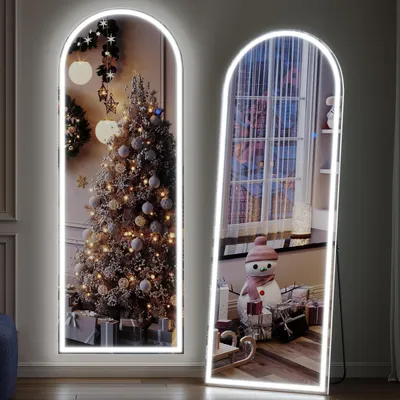 Obrázek produktu pro Zrcadlo do celé postavy s osvětlením, rozměry 178 x 65 cm, LED, 3 barvy světla, stmívatelné, barva: bílá, materiál: hliník, sklo: HD