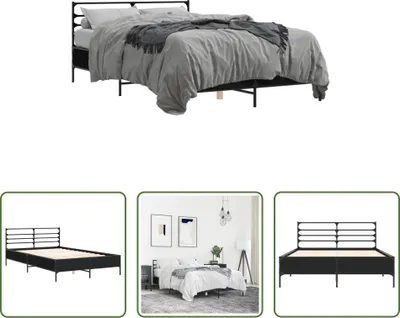 Produktbild von The Living Store Bettgestell Schwarz 135x190 cm Holzwerkstoff und Metall