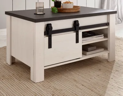 Produktbild von Couchtisch "Stove" weiß Pinie Wohnzimmer Tisch mit Stauraum 93 x 60