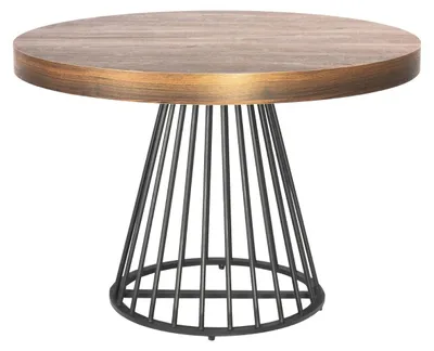 Image de MENZZO Table ronde extensible Grivery Bois Noisette pieds Noir