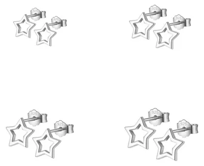 Immagine prodotto di Set di 4 orecchini a forma di stella in argento sterling 925