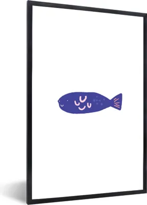 Produktbild von MuchoWow® MuchoWow® Gerahmtes Poster Fisch - Lila - Pastell 40x60 cm - Poster mit zchwarzem Bilderrahmen - Papierdruck - Wandbilder