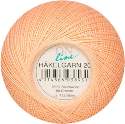 Produktbild von ONline Filethäkelgarn Stärke 20 lachs 50g/433m Nadelstärke 0,75-1,25