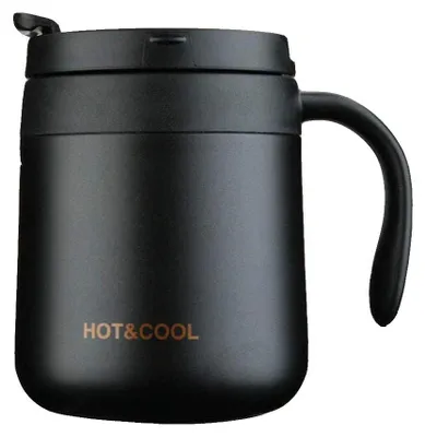 Isolierbecher 350 ml Edelstahl doppelwandig mit Deckel Schwarz