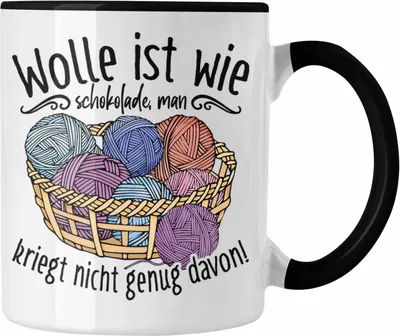 Produktbild von Trendation - Stricken Tasse Geschenk Häkeln Geschenkidee Mama Oma Rentner (Schwarz)