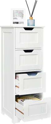 Produktbild von Mondeer Badkommode Badezimmerschrank Badschrank mit 4 Schubladen 30 x 30 x 82 cm Badezimmer