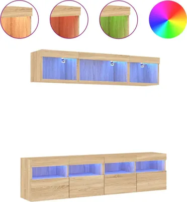 Produktbild von vidaXL 5-tlg. Wohnwand mit LED-Beleuchtung Sonoma-Eiche Holzwerkstoff
