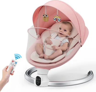 Produktbild von Elektrische Babyschaukel, Bluetooth-Steuerung, 5 Schaukelwinkel, ROSA