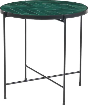 Produktbild von Miliboo - Runder Couchtisch aus dunkelgrüner Keramik und schwarzem Metall D50 cm KOTTA