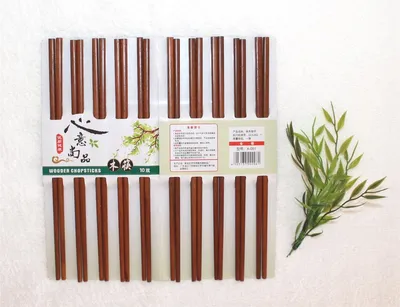 Produktbild von 060 Essstäbchen 10 Paar aus Bambus Holz braun Folie