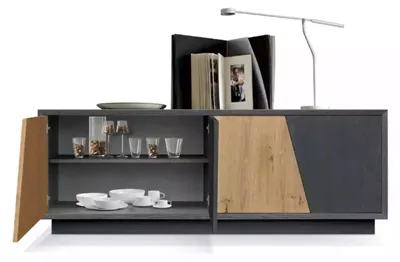 Image de Salon Sideboard 2 portes tiroirs noir nouveau Moderne