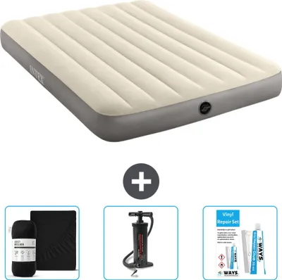 Produktbild von Intex Airbed - Doppelbett - 137 x 191 x 25 cm - Beige - Im Lieferumfang enthalten Spannbettuch - Pumpe en Reperaturset
