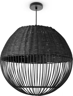 Produktbild von Rattan Pendelleuchte Wohnzimmer Tischleuchte Boho Käfig Lampe Nachttisch Metall