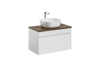 Zdjęcie produktu dla Szafka Pod Umywalkę 80 Cm 1 Szuflada Frez Biały Mat