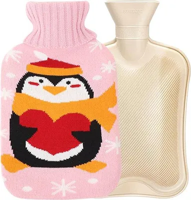 Produktbild von Famanu Wärmflasche - Hochwertige Gummi-Wärmflasche mit Strickbezug - 2 Liter