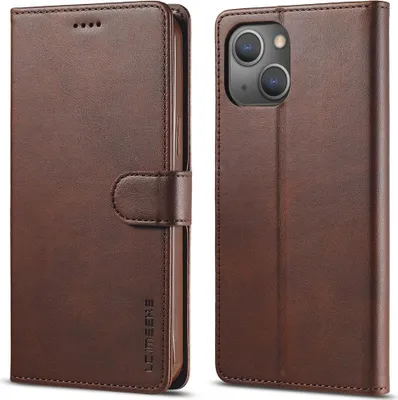 Produktbild von iPhone 15 Hülle - LC.IMEEKE Luxus Klapphülle - Dunkelbraun