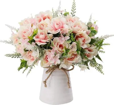 Produktbild von Famanu Kunstblumen Set mit Vase - Gardenia in Rosa