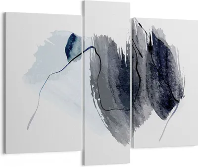Produktbild von Bild auf Leinwand - Leinwandbild - 3 Teile - Blau Grau Aquarell - 95x80cm - Wand Bild - Wanddeko - Wandbilder - Leinwanddruck - Bilder - Wanddekoration - Leinwand bilder - Wandbild - CB95x80-4975