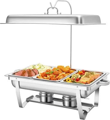 Produktbild von Speisenwärmer Buffetwärmer, 3/4.5/9L Catering Chafing Dish Wärmebehälter Edelstahl für Restaurants, Cafeterias, Hotels, Hochzeiten, Partys (3L)