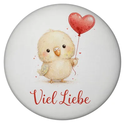 Produktbild von Vogel Herzballon Viel Liebe Magnet rund
