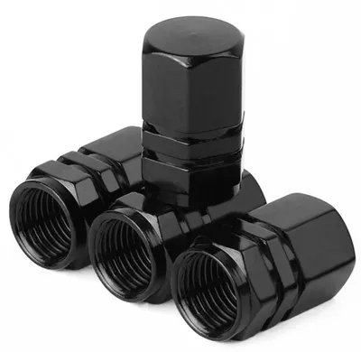 Image de Cache-valve en aluminium, couleur noire, lot de 4, pour automobile, moto, vélo